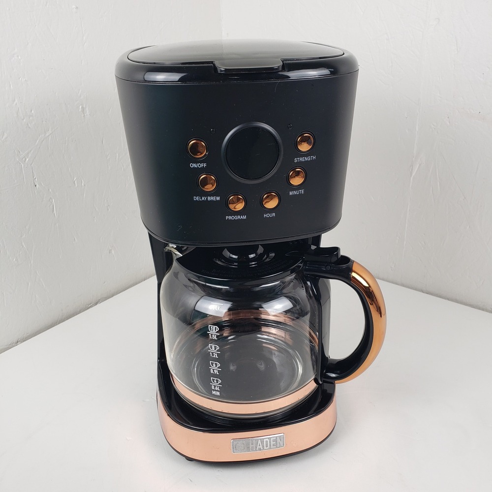 Haden 10 Cup Programmable Coffee Maker Black and Copper HC03001-US 900W